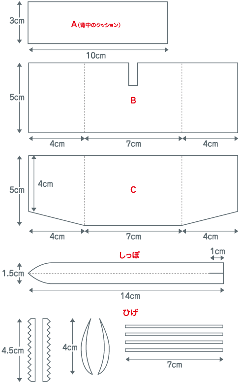 うなずきトラのパーツの図面１