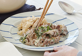 ポークソテー青じそクリームソース