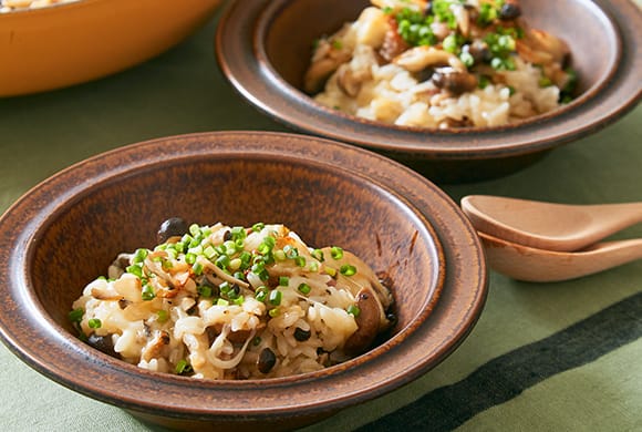 きのことベーコンの焼きピラフ